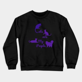 Cats are my People in cursive (blue print) pastel yellow Crewneck Sweatshirt